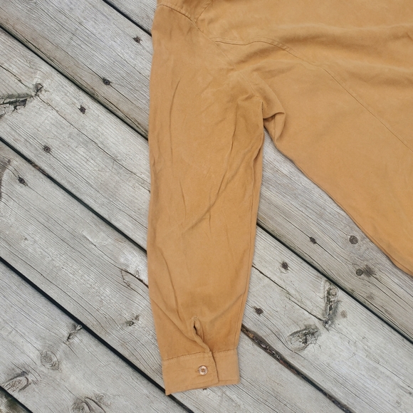 Vintage 90s White Stag Faux Suede button up blouse Carmel corn 1x - Picture 5 of 9